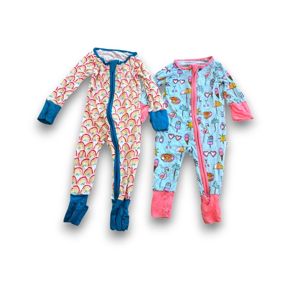Little Sleepies Bamboo Viscose 1 Piece Pajamas Set Rainbow Beach Infant NB 0-3m